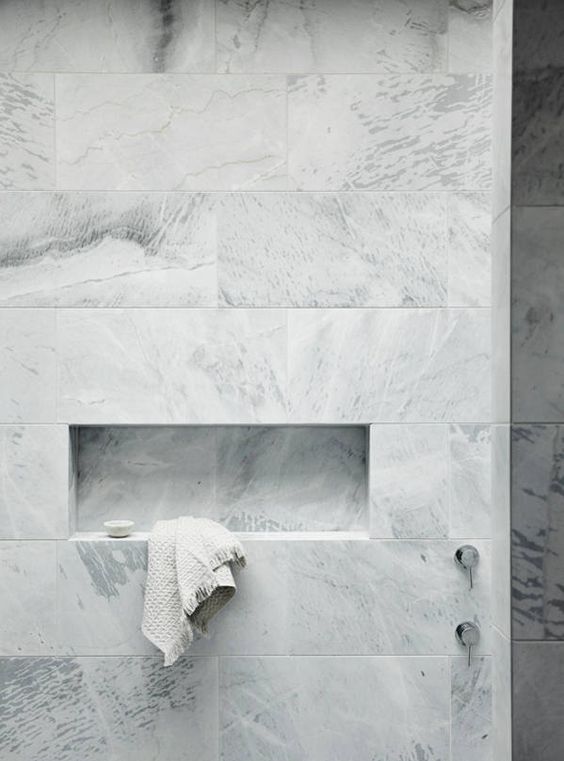 When the bathroom shower alcove is the same size as the tile...it's a detail even Bob would love. Not to mention those gorgeous minimal fixtures. #ThisOldHouse inspiration via www.L-2-Design.com