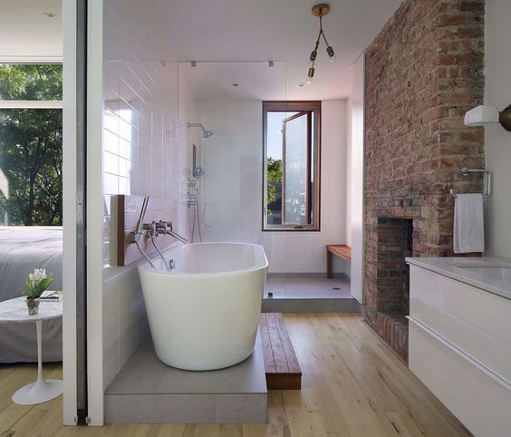 This a funky modern renovation in Brooklyn, but reminds me a lot of Holland. Maybe it's the open concept and combination of earthy materials and interesting bathroom details. #ThisOldHouse inspiration via www.L-2-Design.com