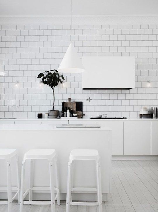 The white kitchen backsplash here transforms into a full wall of tile.  #ThisOldHouse inspiration via www.L-2-Design.com