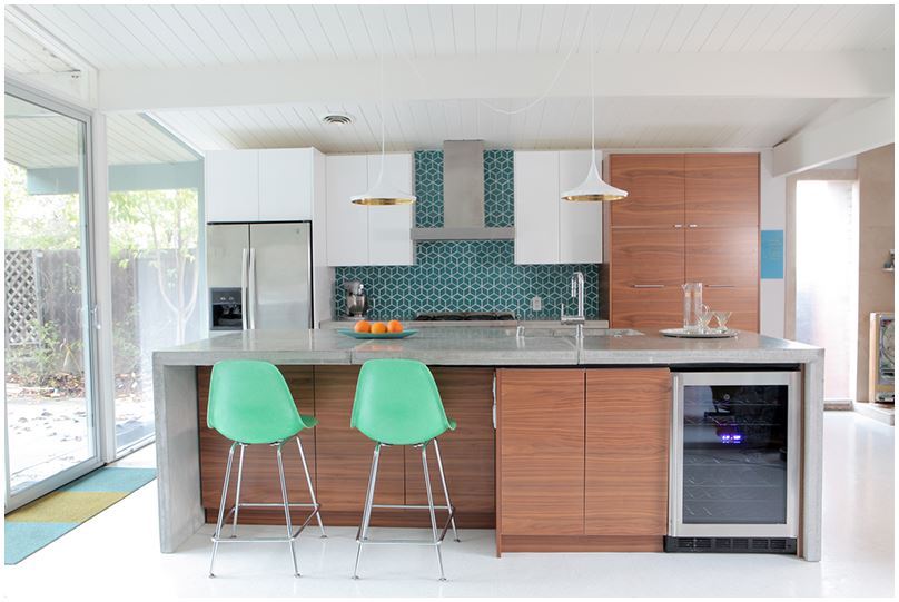 While actually a beam, this kitchen (featured last week for its tile) gives the feel of a painted joist ceiling. #ThisOldHouse inspiration via www.L-2-Design.com