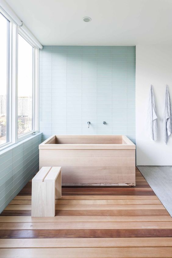 This wooden soaking tub is just one of the many awesome design details by Heliotrope Architects. I love the change in floor material and tile alcove to offset the warmth of the wood. #ThisOldHouse inspiration via www.L-2-Design.com