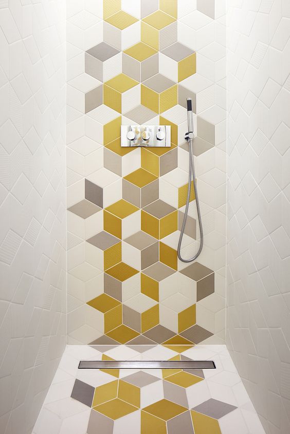 Another reboot, but with a mid-century flair. This image shows that modern bathrooms can look different and yet have the same shower details. #ThisOldHouse shower inspiration via www.L-2-Design.com