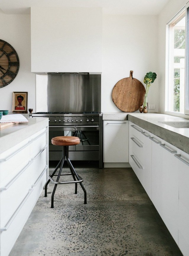 Last but definitely not least is this gorgeous concrete countertop that dies into a range wall built for a king...or at least a wonderful chef. I may not be a wonderful chef, but I'd gladly take this kitchen. #ThisOldHouse inspiration via www.L-2-Design.com